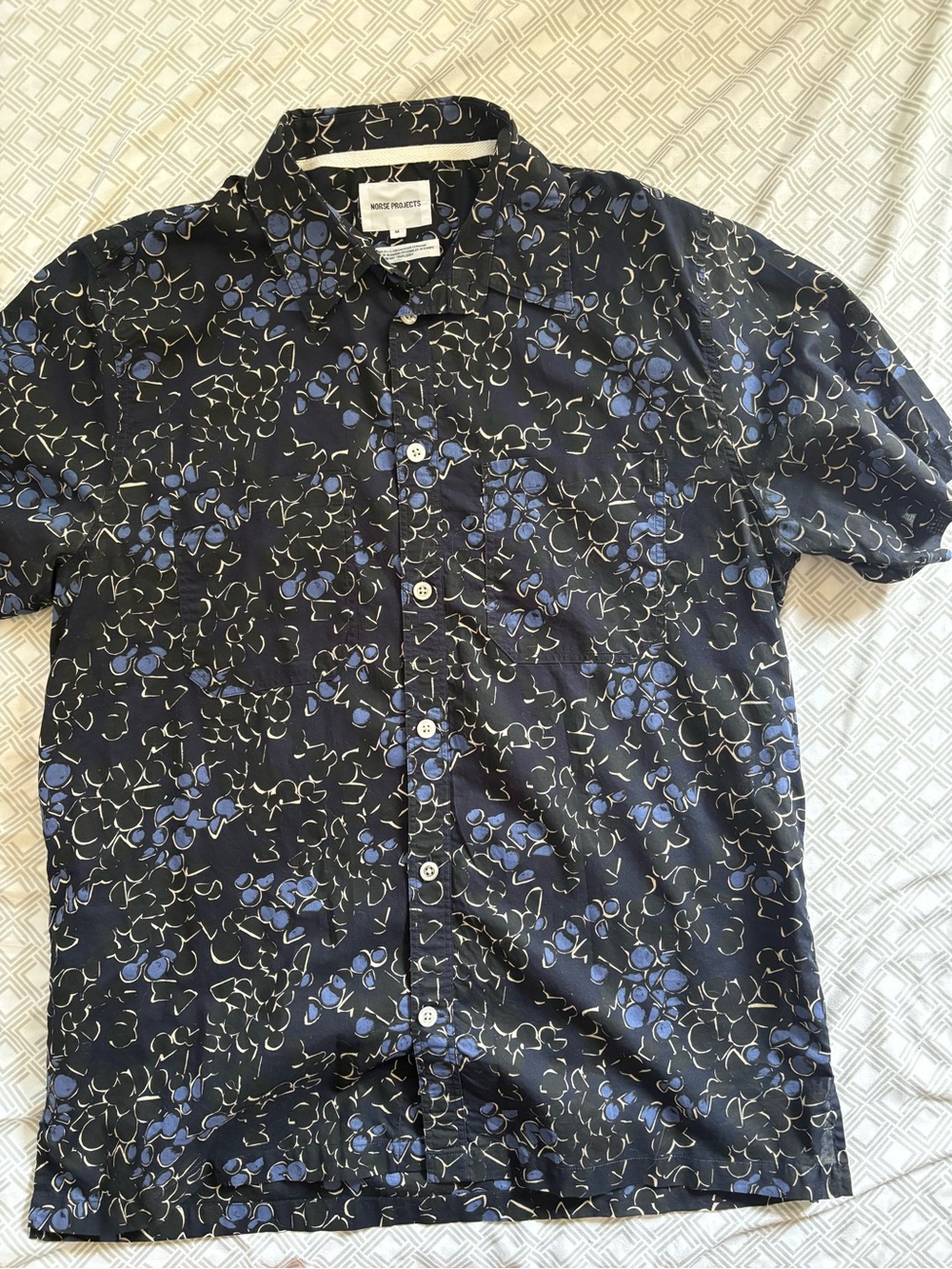 Norse Projects Oscar Short Sleeved Button Up Shirt Men’s Size Medium EUC